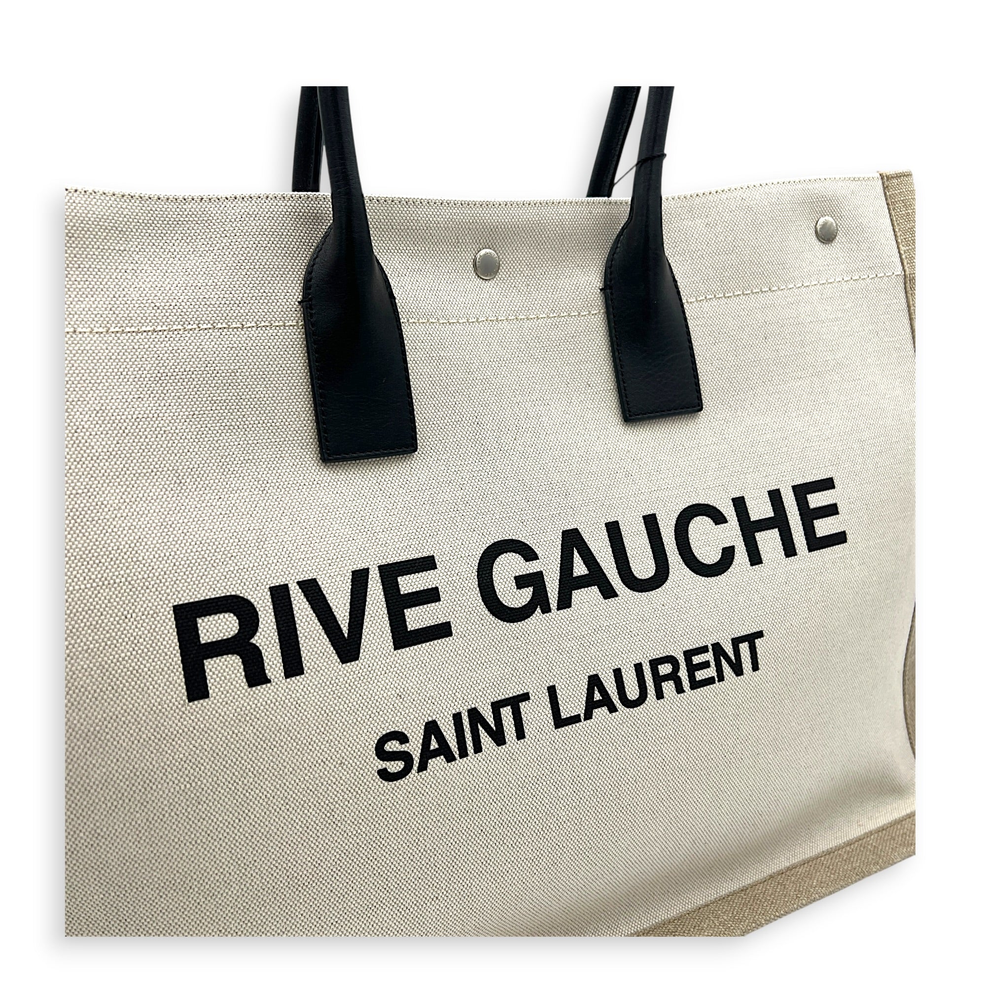 Rive Gauche Tote Bag White in Canvas, Silver hardware