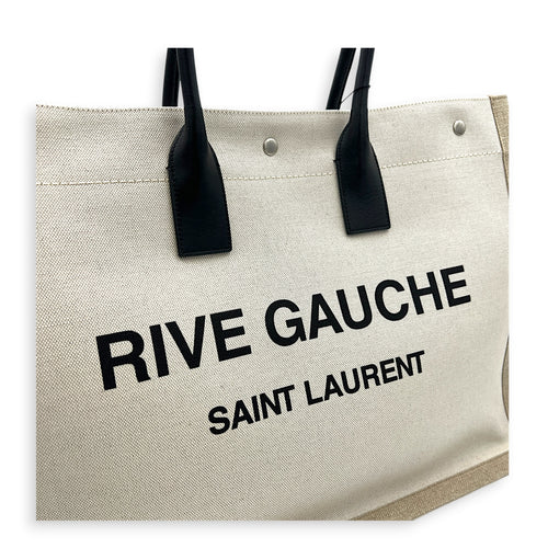 Rive Gauche Tote Bag White in Canvas, Silver hardware