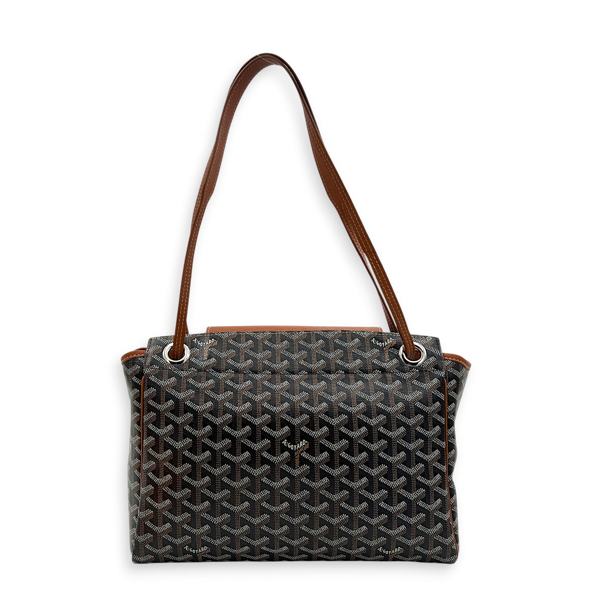 Roulette Shoulder Bag Brown in Coated Canvas, Silver hardware
