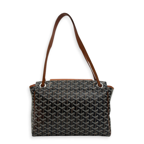 Roulette Shoulder Bag Brown in Coated Canvas, Silver hardware