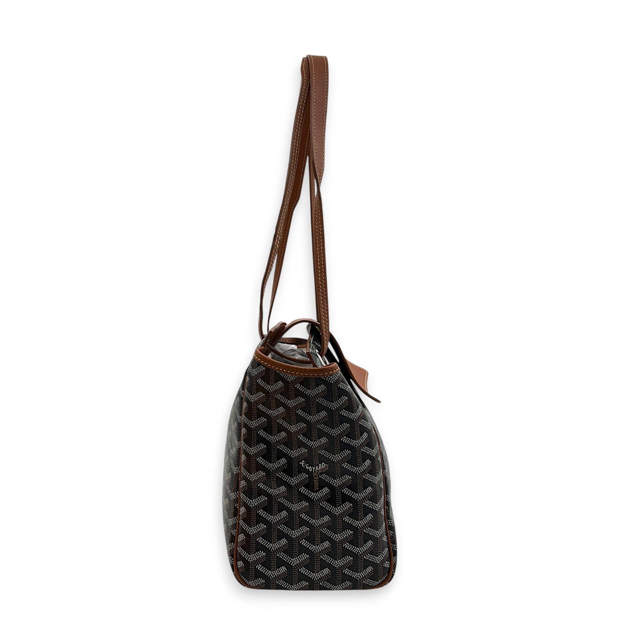 Roulette Shoulder Bag Brown in Coated Canvas, Silver hardware