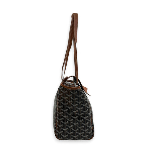 Roulette Shoulder Bag Brown in Coated Canvas, Silver hardware