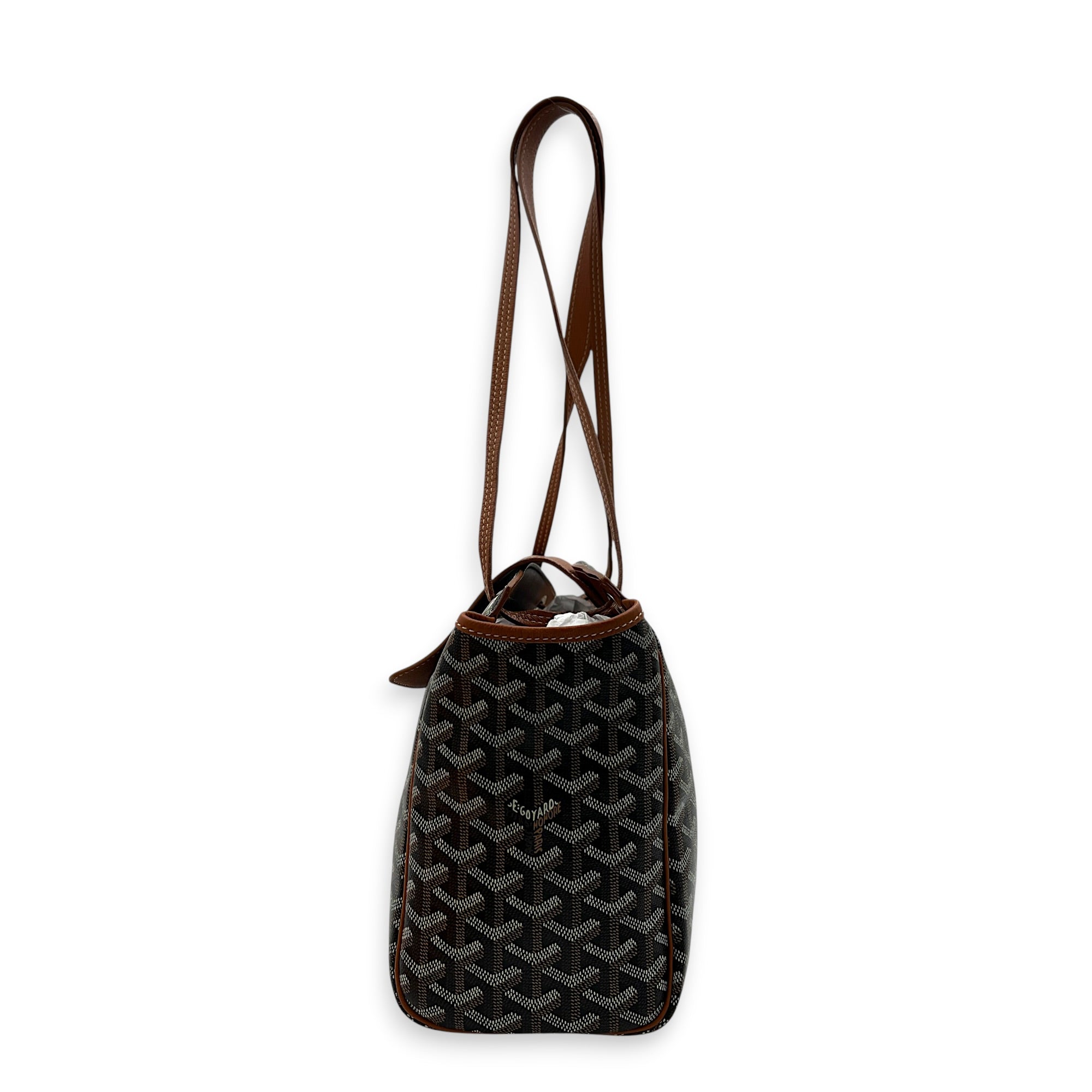 Roulette Shoulder Bag Brown in Coated Canvas, Silver hardware