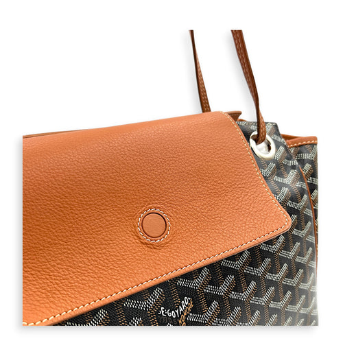 Roulette Shoulder Bag Brown in Coated Canvas, Silver hardware