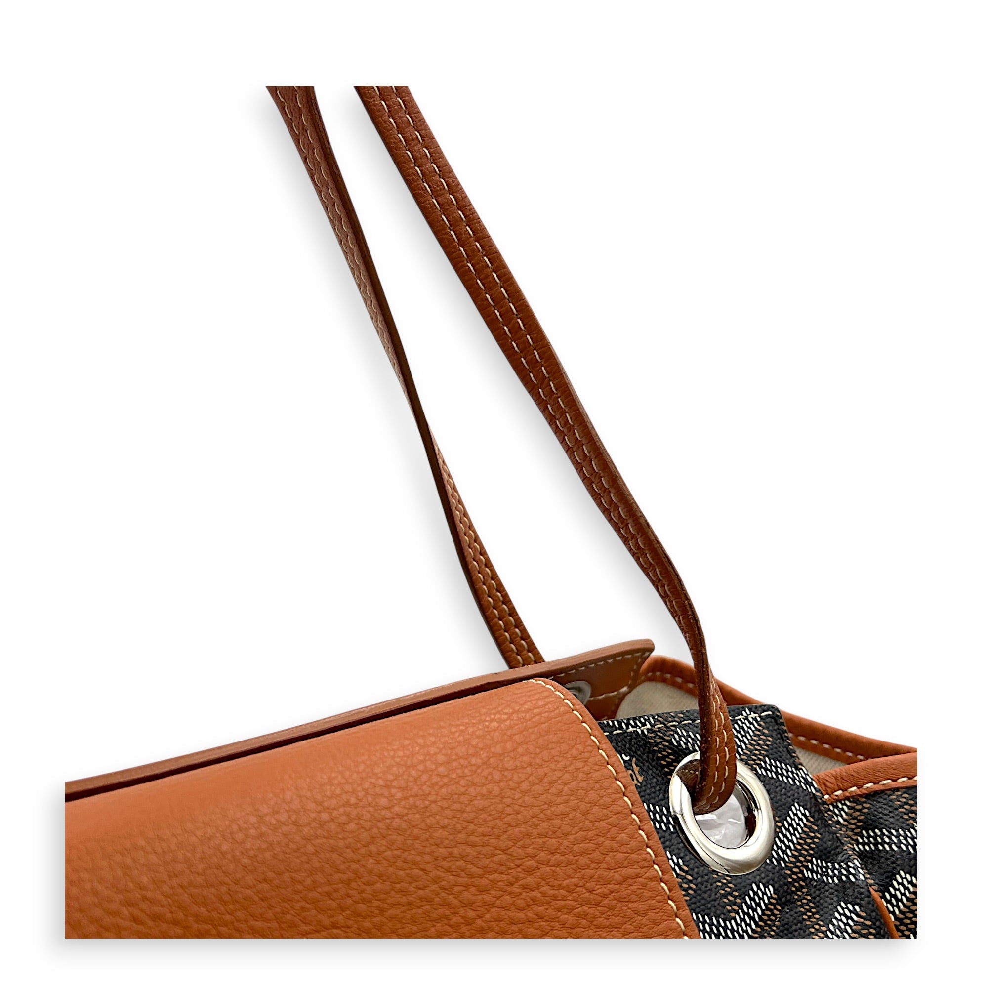 Roulette Shoulder Bag Brown in Coated Canvas, Silver hardware