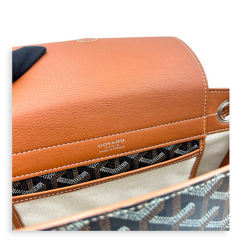 Roulette Shoulder Bag Brown in Coated Canvas, Silver hardware