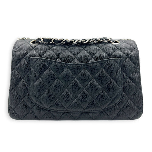 Classic Shoulder Bag Small Black in Caviar Leather, Silver hardware