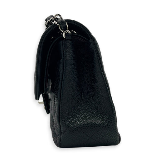 Classic Shoulder Bag Small Black in Caviar Leather, Silver hardware