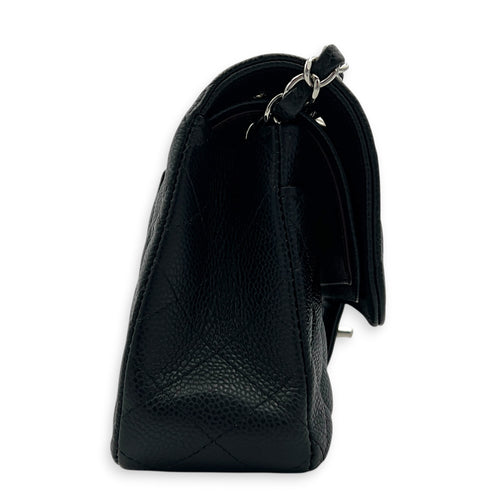 Classic Shoulder Bag Small Black in Caviar Leather, Silver hardware