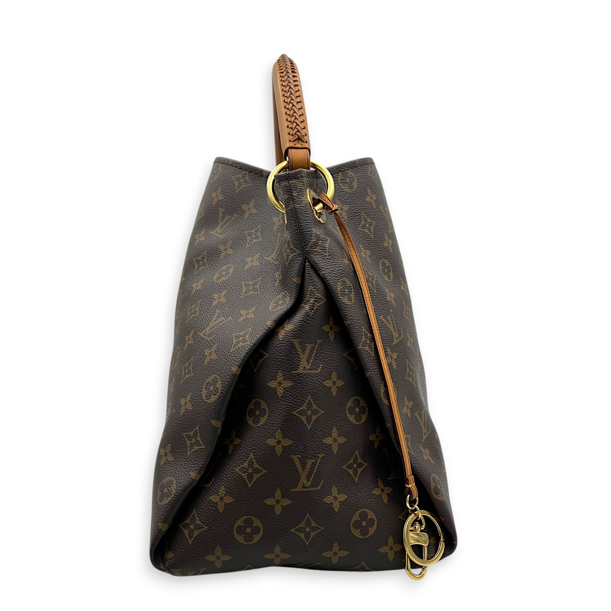 Artsy Shoulder Bag Brown in Monogram Coated Canvas, Gold hardware