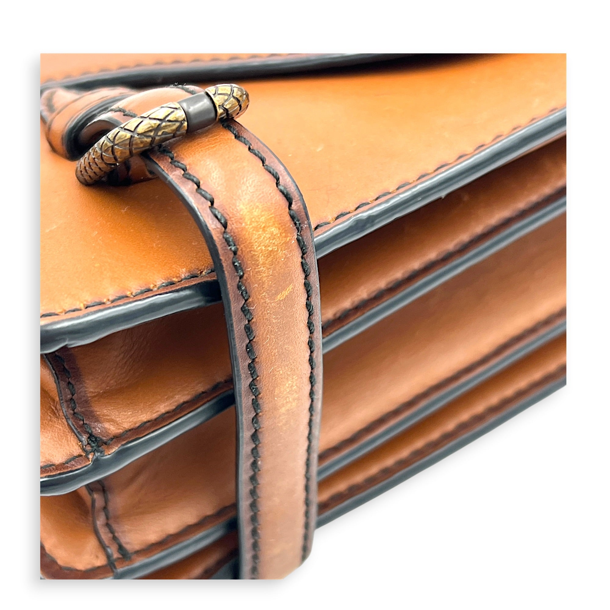 Knot Shoulder Bag Brown in Calfskin, Gold hardware