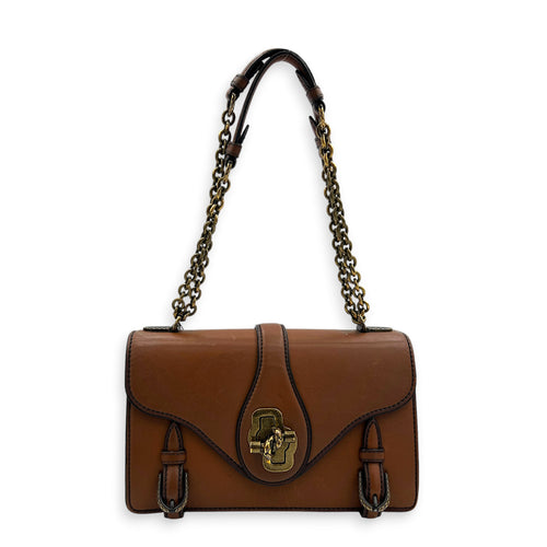 Knot Shoulder Bag Brown in Calfskin, Gold hardware