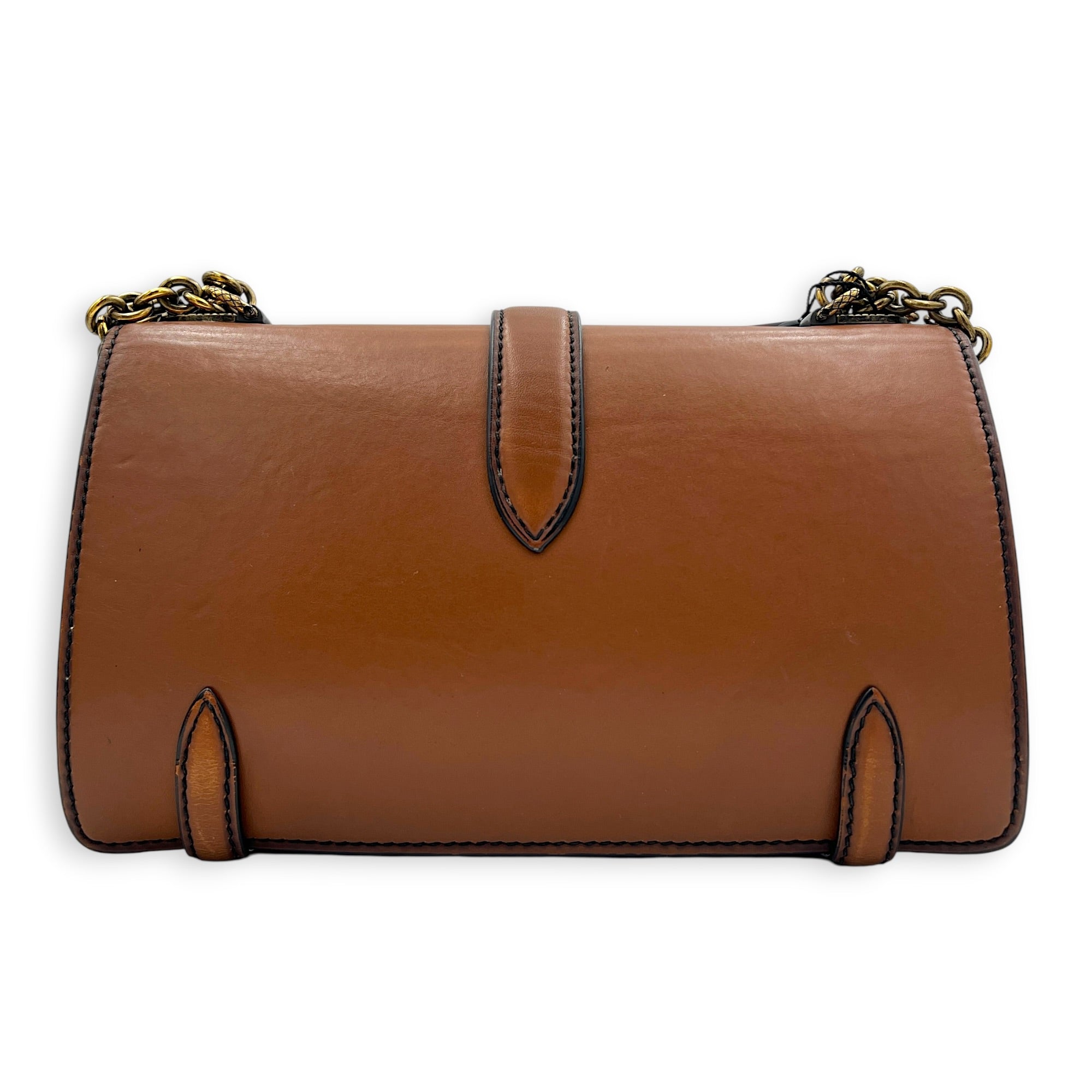 Knot Shoulder Bag Brown in Calfskin, Gold hardware