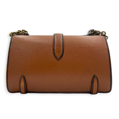 Knot Shoulder Bag Brown in Calfskin, Gold hardware