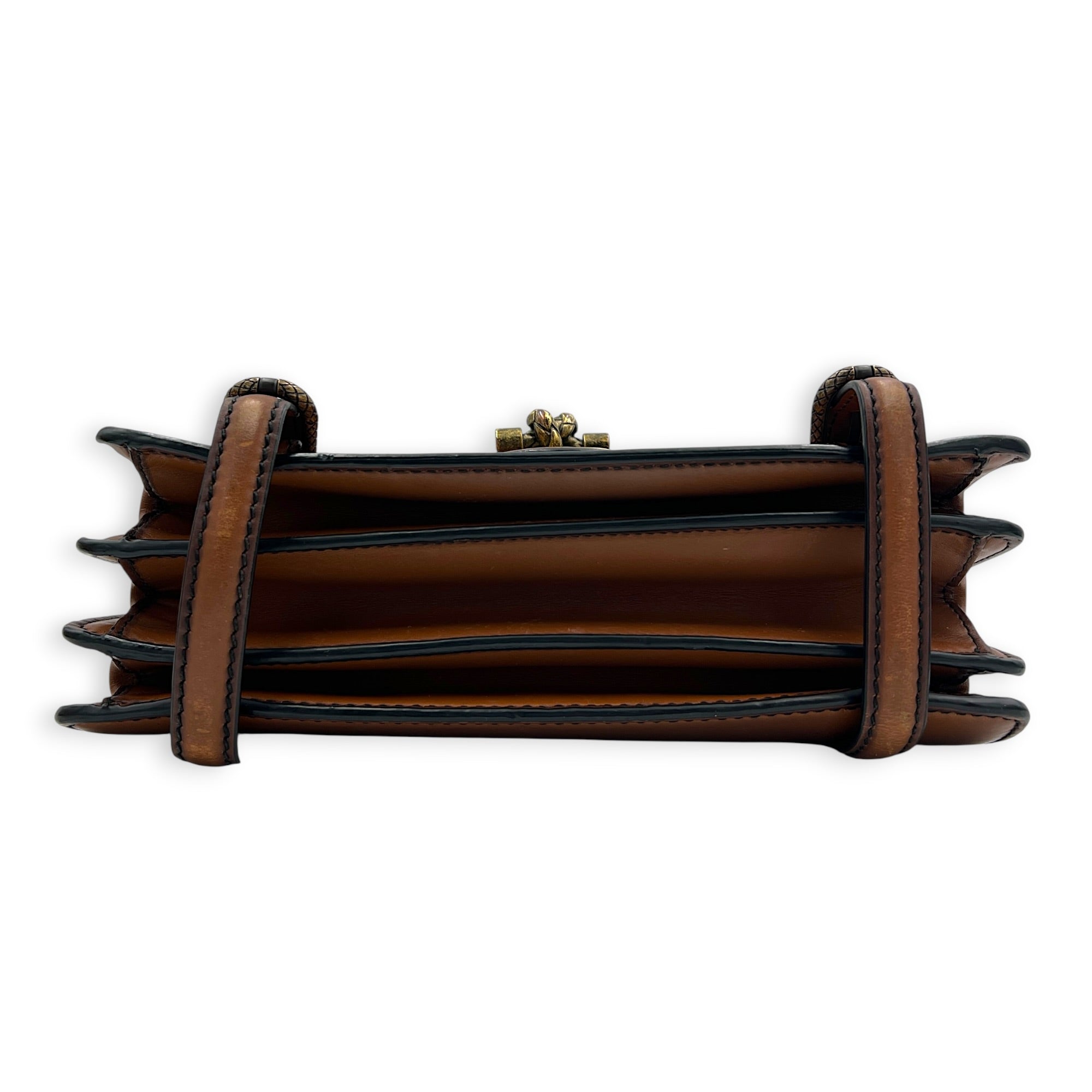Knot Shoulder Bag Brown in Calfskin, Gold hardware