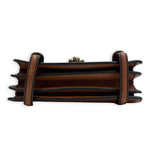 Knot Shoulder Bag Brown in Calfskin, Gold hardware