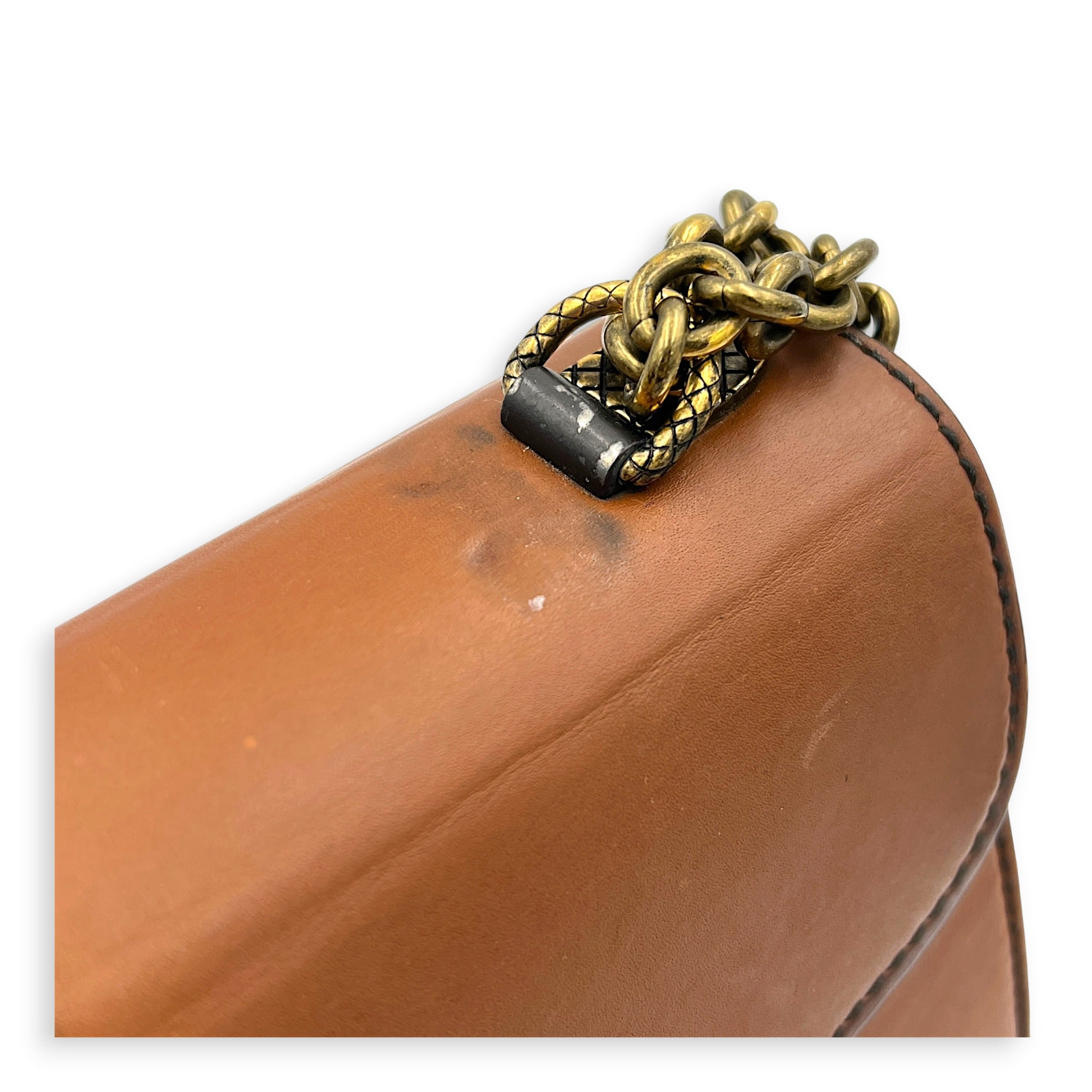 Knot Shoulder Bag Brown in Calfskin, Gold hardware