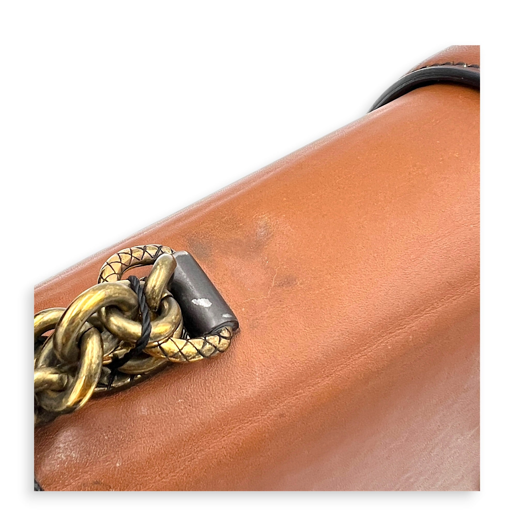 Knot Shoulder Bag Brown in Calfskin, Gold hardware