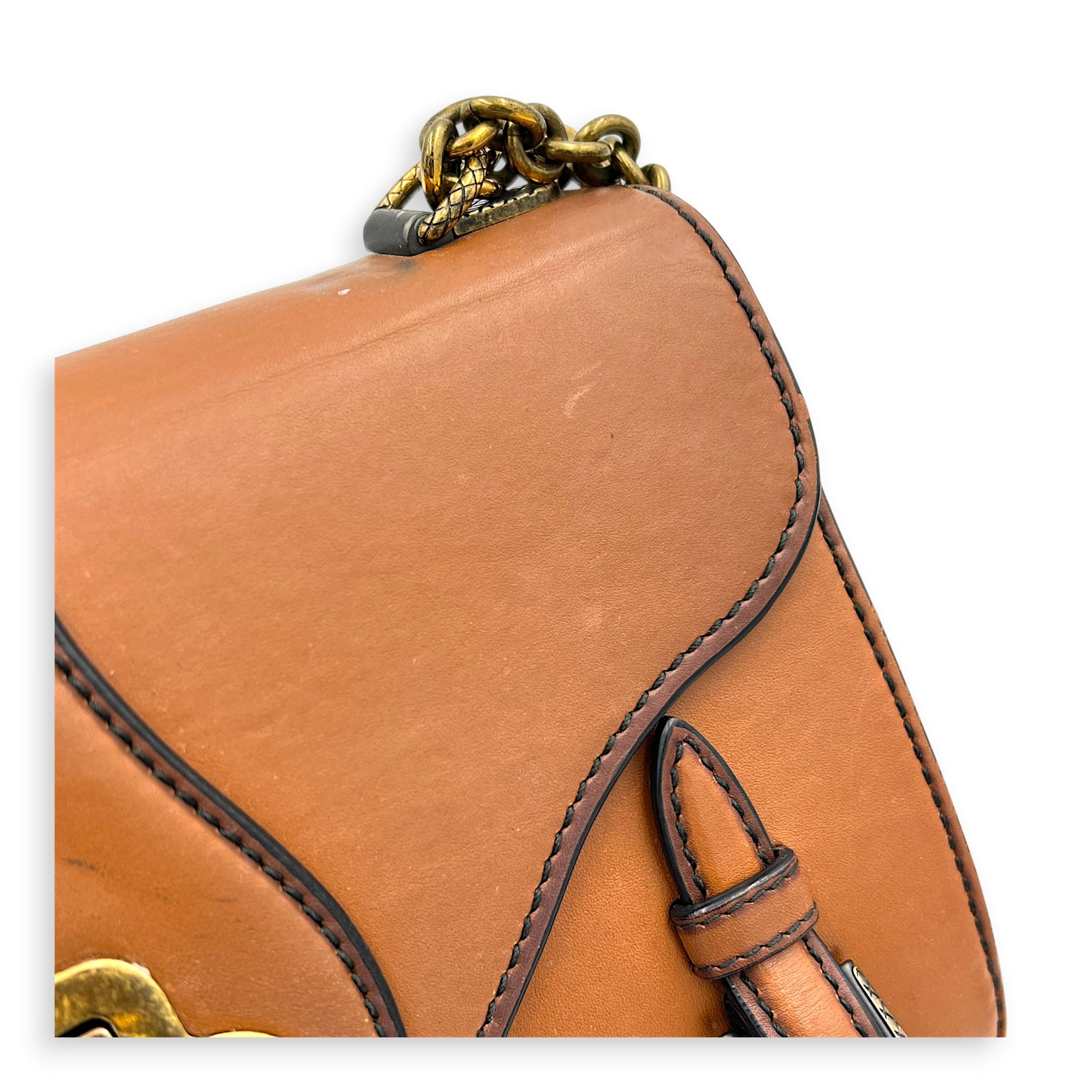 Knot Shoulder Bag Brown in Calfskin, Gold hardware