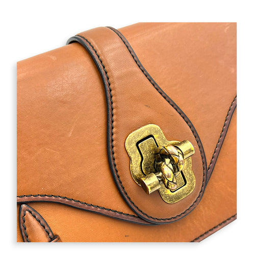 Knot Shoulder Bag Brown in Calfskin, Gold hardware