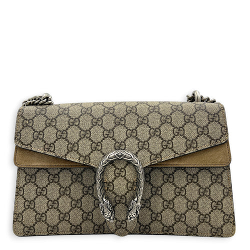 Dionysus Shoulder Bag Grey in Coated Canvas, Silver hardware