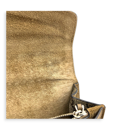 Dionysus Shoulder Bag Grey in Coated Canvas, Silver hardware