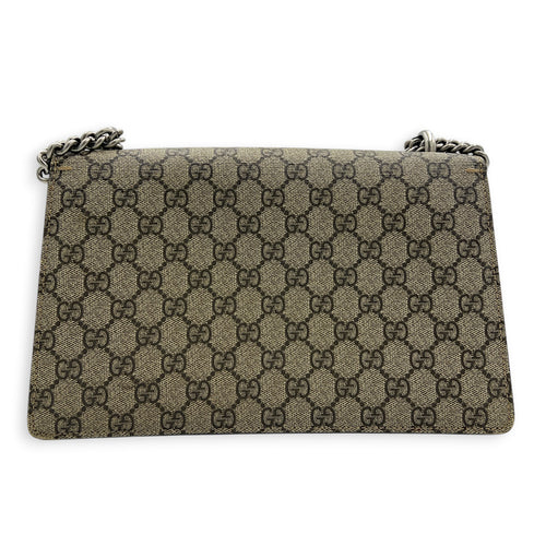 Dionysus Shoulder Bag Grey in Coated Canvas, Silver hardware