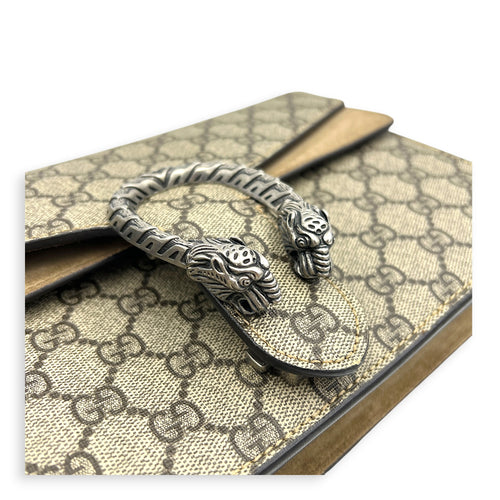 Dionysus Shoulder Bag Grey in Coated Canvas, Silver hardware