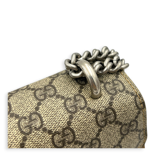 Dionysus Shoulder Bag Grey in Coated Canvas, Silver hardware