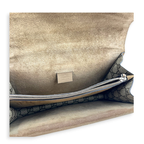 Dionysus Shoulder Bag Grey in Coated Canvas, Silver hardware