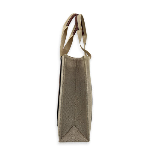 Woody Large Beige Tote Bag in Canvas, Others hardware