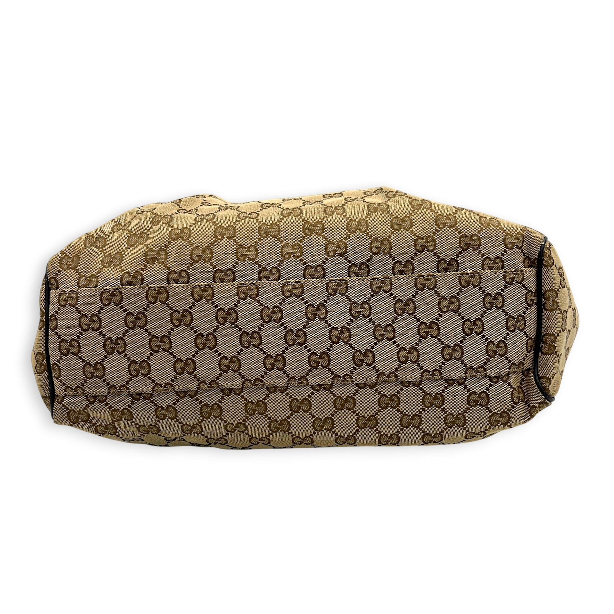 GG Top Handle Bag Brown in Canvas, Gold hardware