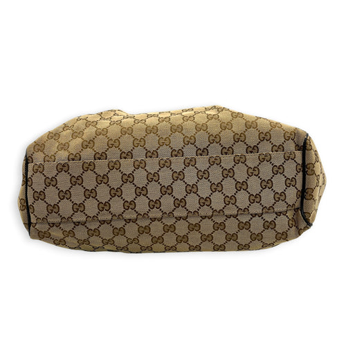 GG Top Handle Bag Brown in Canvas, Gold hardware