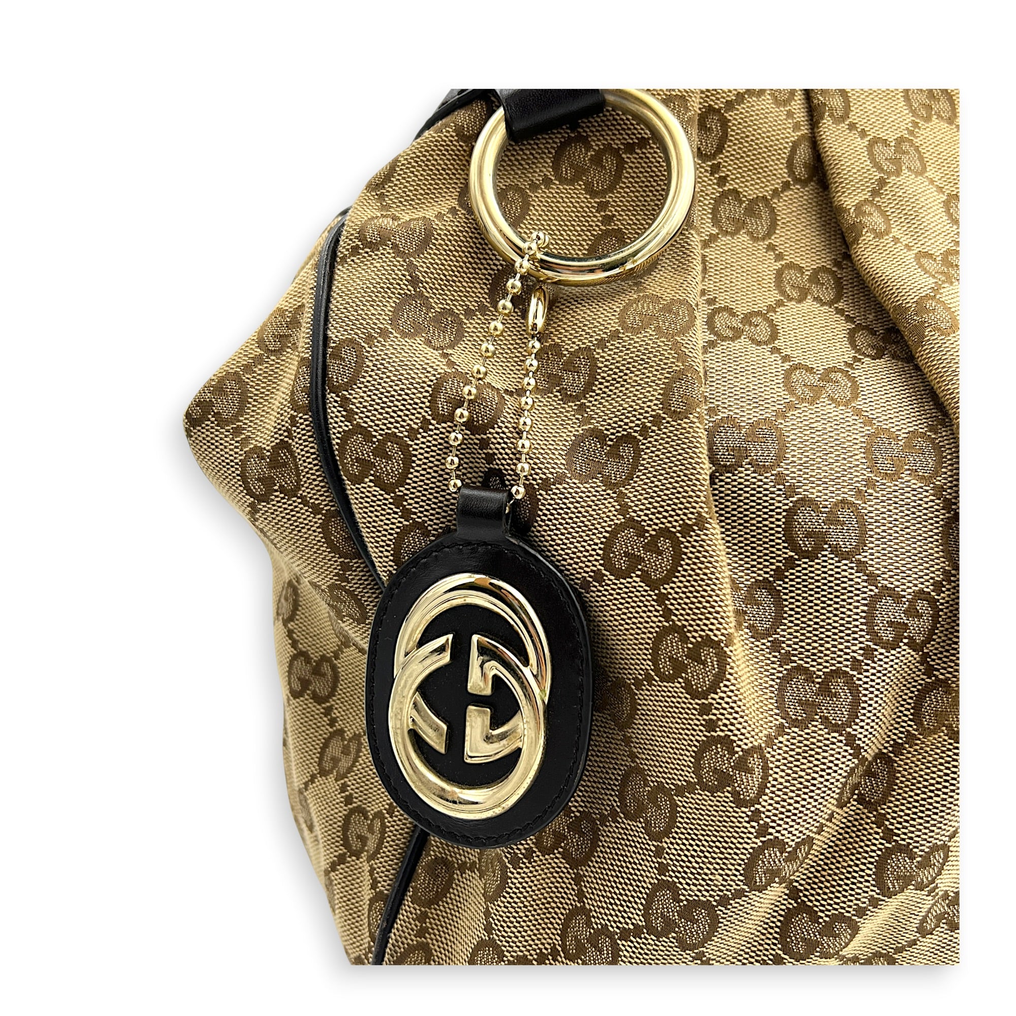 GG Top Handle Bag Brown in Canvas, Gold hardware