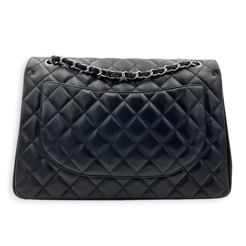 Classic Shoulder Bag Maxi Black in Lambskin, Silver hardware