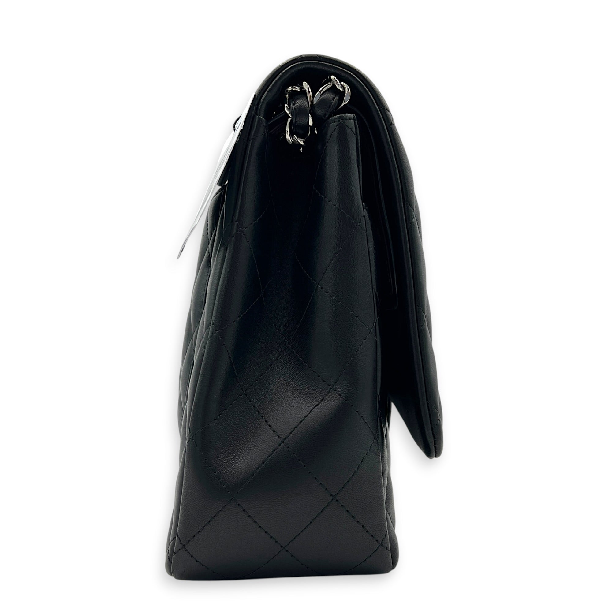 Classic Shoulder Bag Maxi Black in Lambskin, Silver hardware