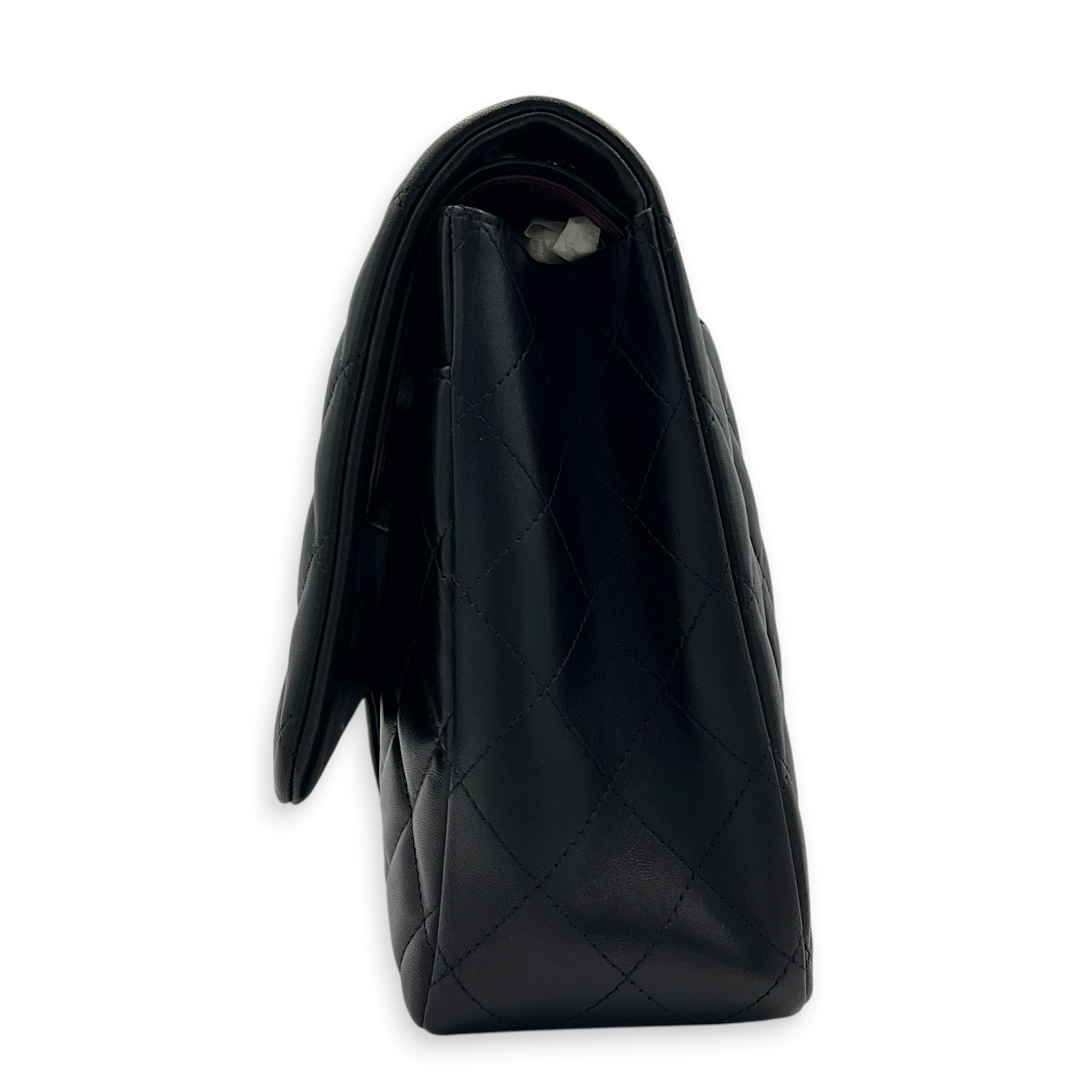 Classic Shoulder Bag Maxi Black in Lambskin, Silver hardware