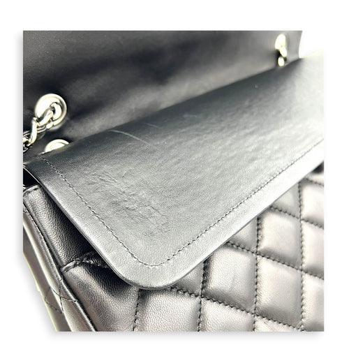 Classic Shoulder Bag Maxi Black in Lambskin, Silver hardware