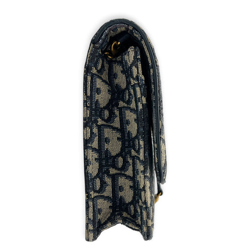 Saddle Wallet On Chain Blue in Canvas, Gold hardware