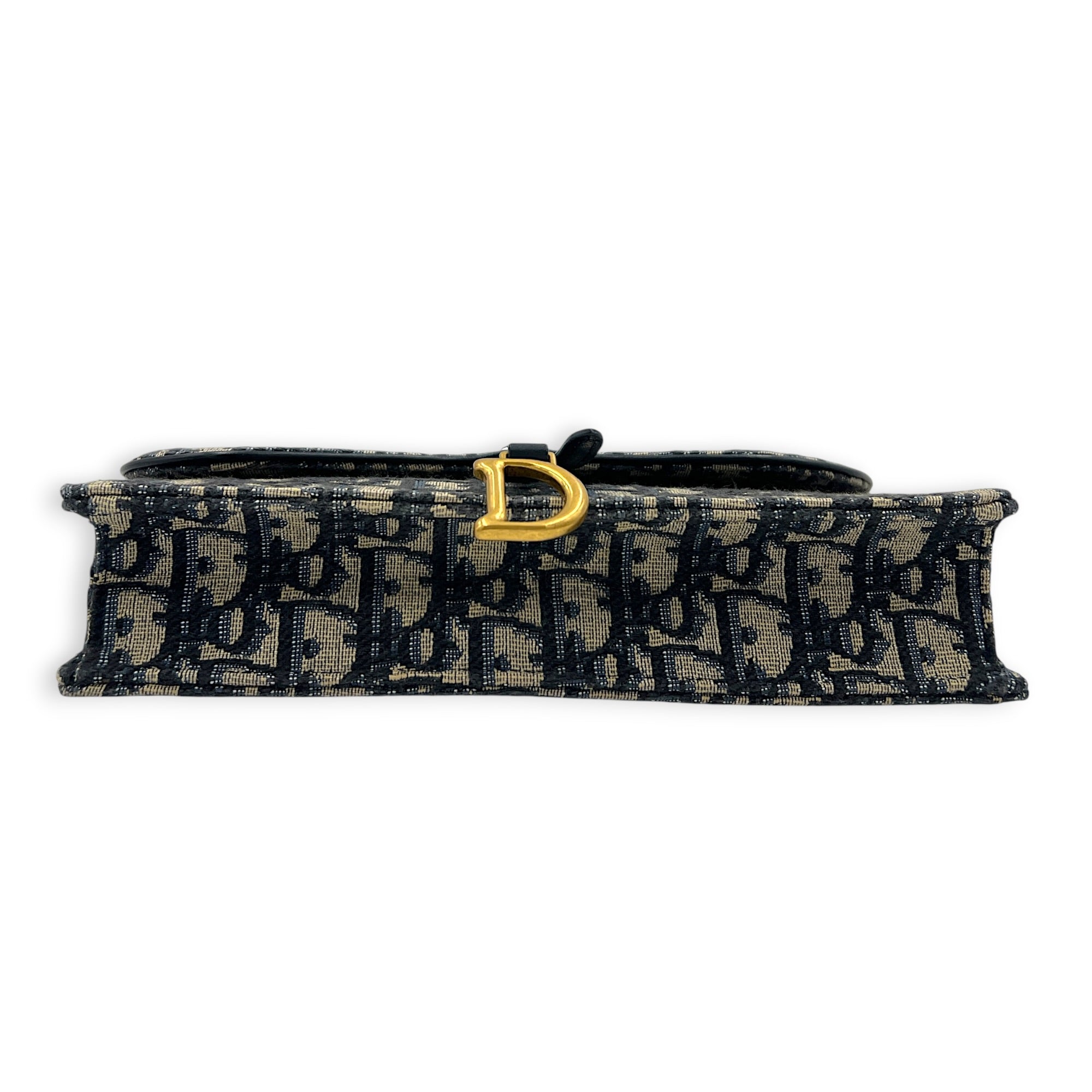 Saddle Wallet On Chain Blue in Canvas, Gold hardware