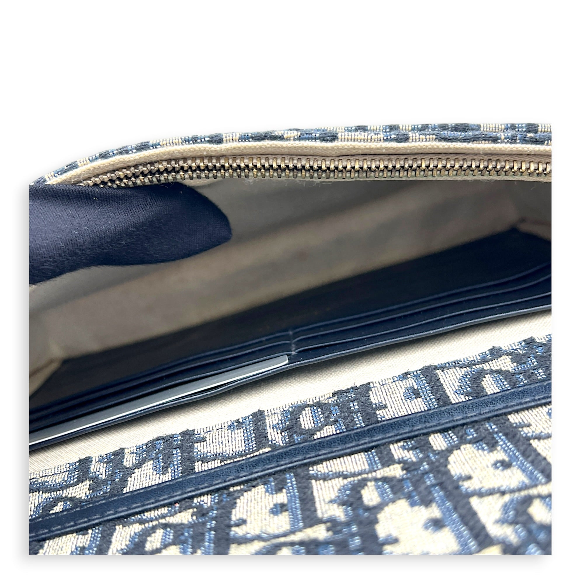 Saddle Wallet On Chain Blue in Canvas, Gold hardware