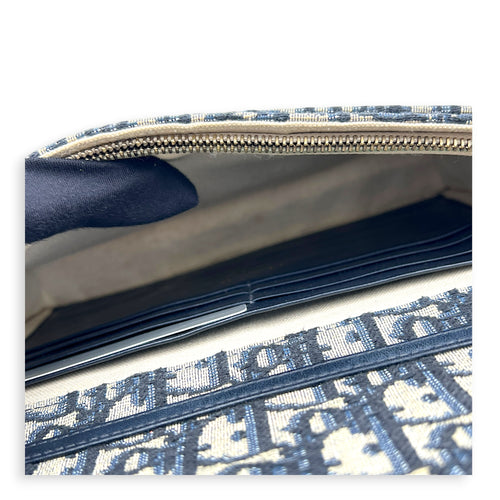 Saddle Wallet On Chain Blue in Canvas, Gold hardware
