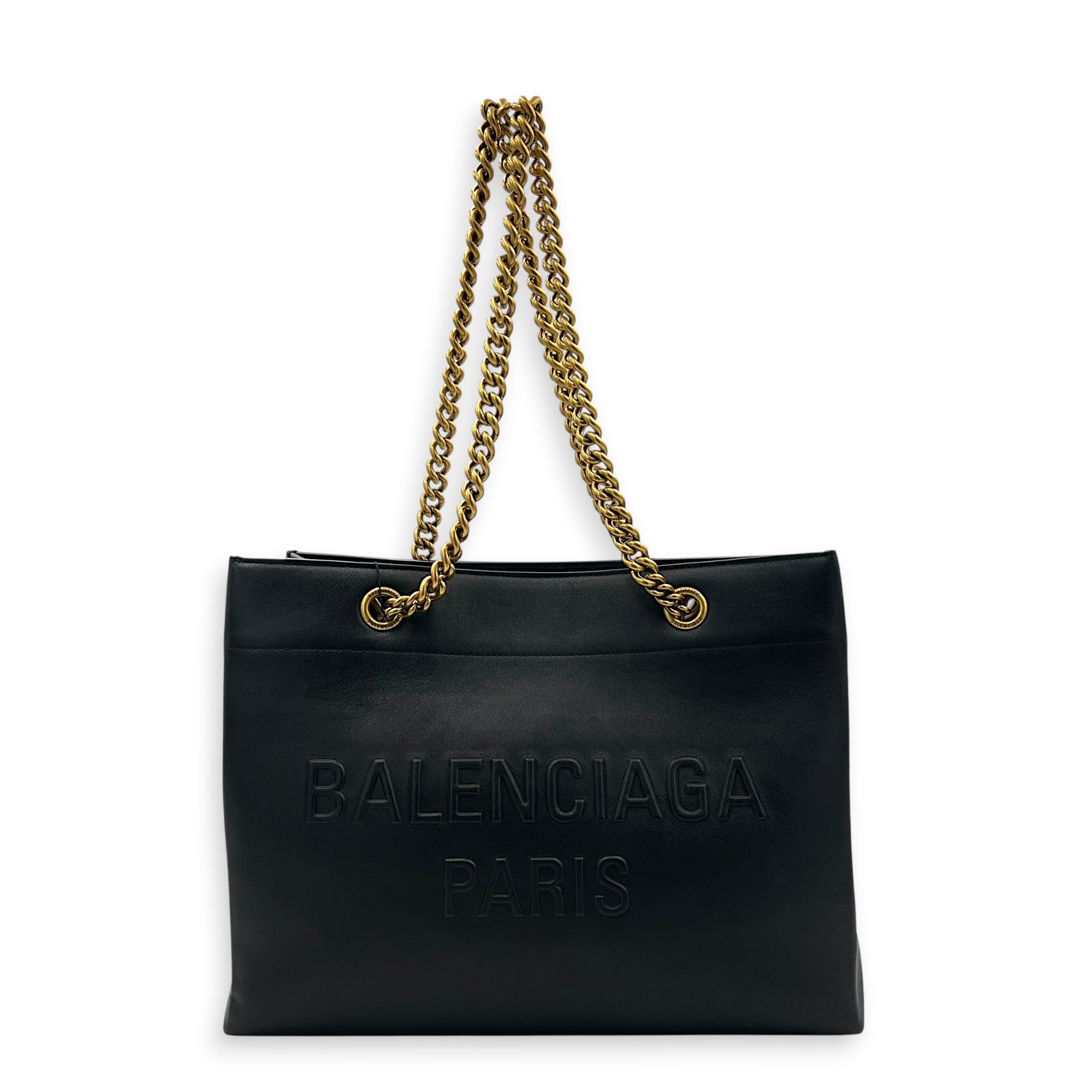 Duty Free Black Shoulder Bag in Calfskin, Gold hardware