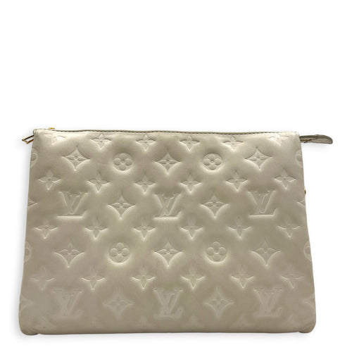 Coussin Shoulder Bag White in Lambskin, Gold hardware