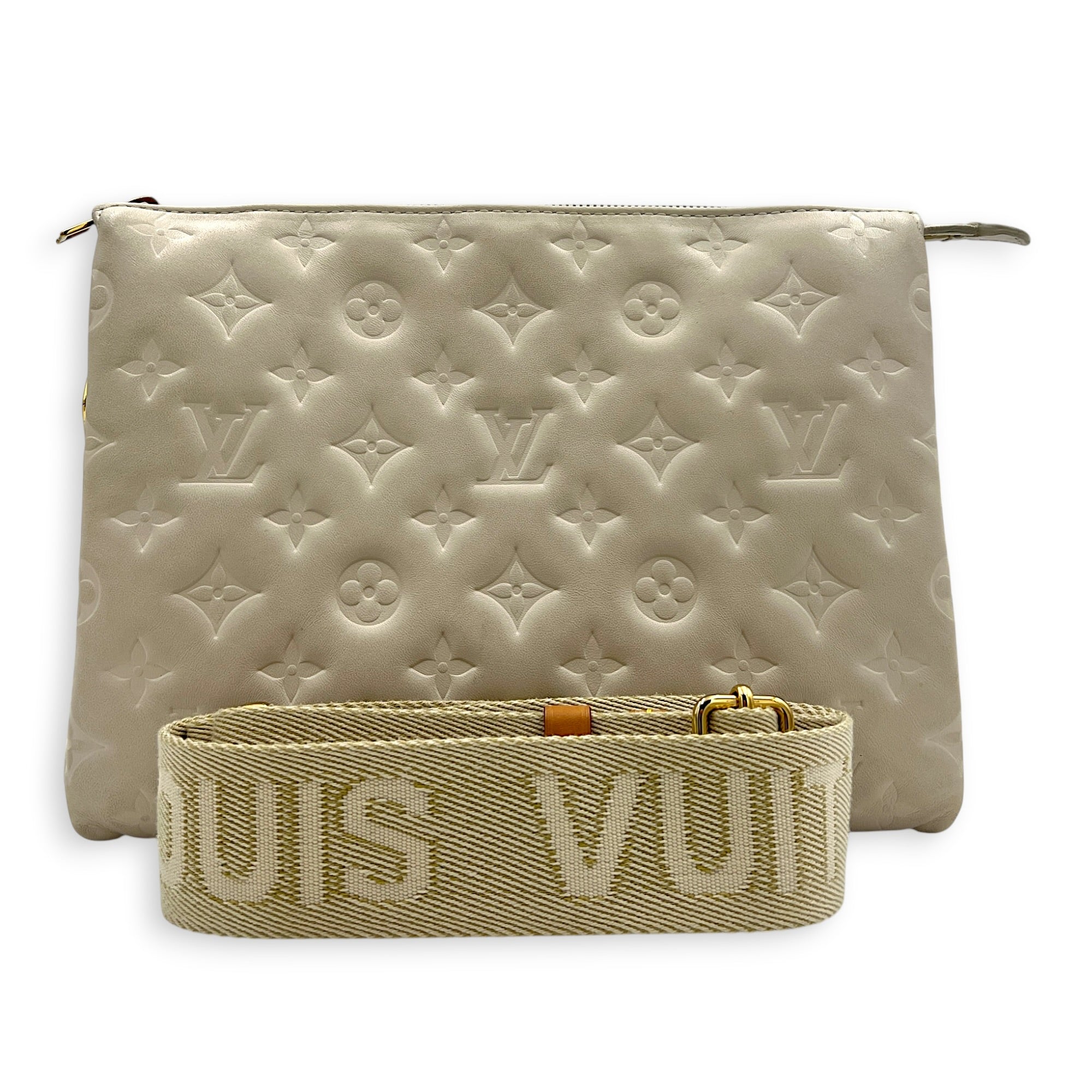 Coussin Shoulder Bag White in Lambskin, Gold hardware