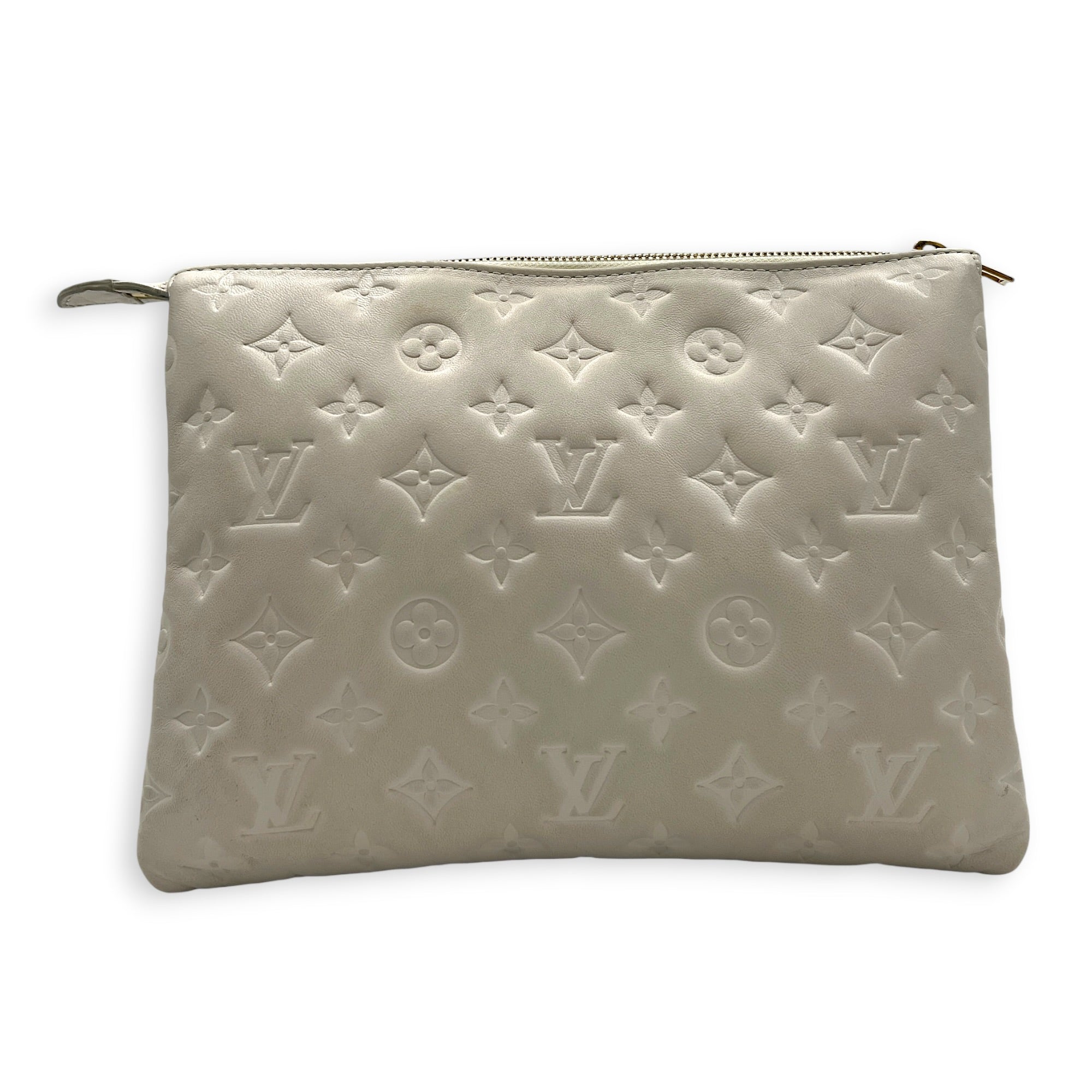 Coussin Shoulder Bag White in Lambskin, Gold hardware