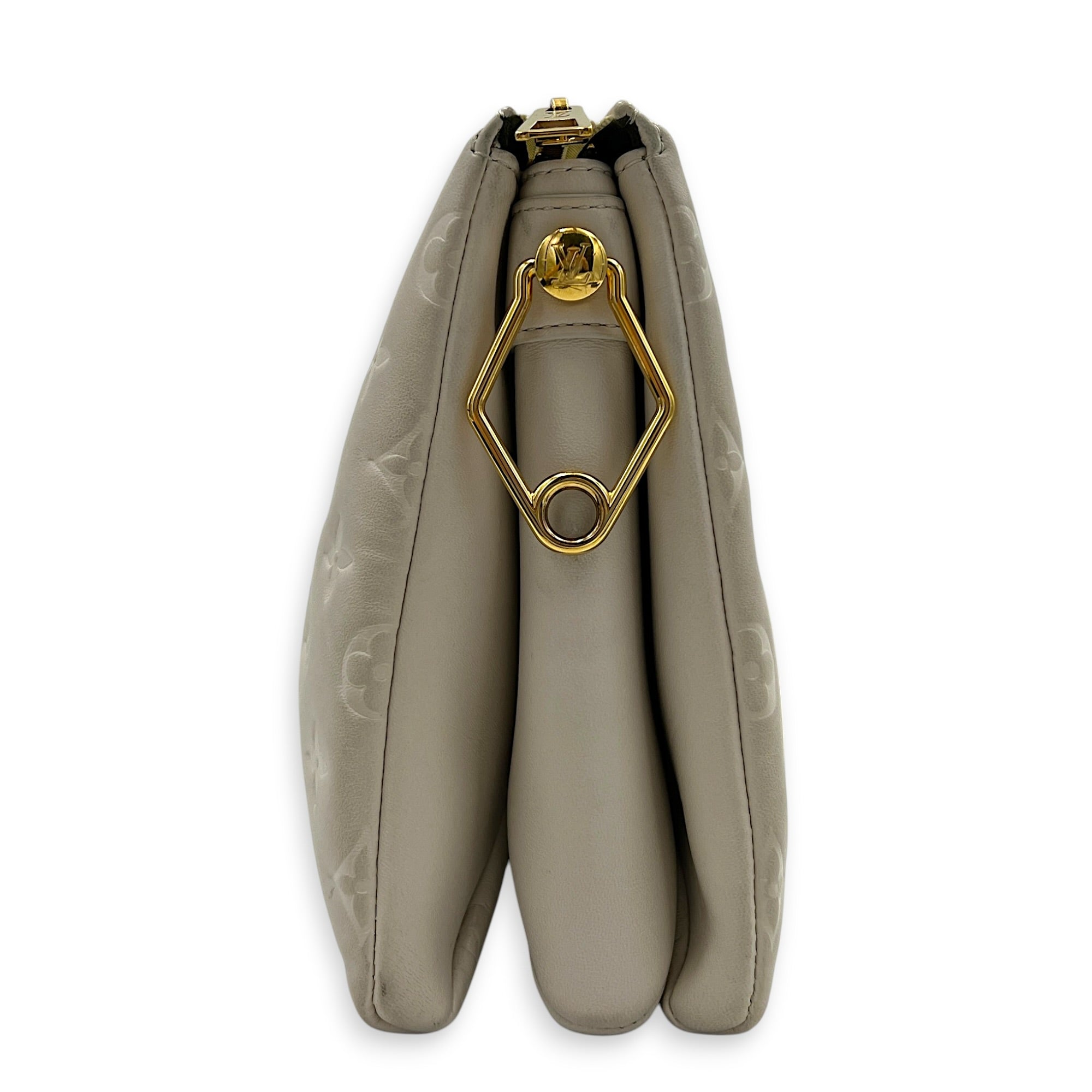 Coussin Shoulder Bag White in Lambskin, Gold hardware