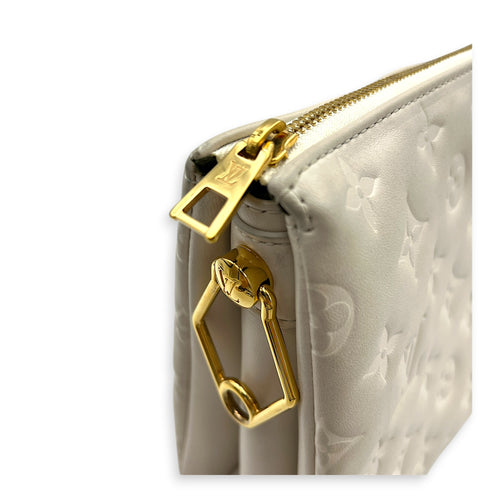 Coussin Shoulder Bag White in Lambskin, Gold hardware