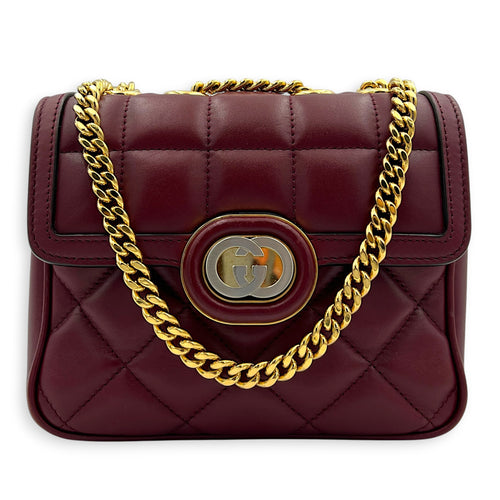 Interlocking G Deco Shoulder Bag in Lambskin, Gold hardware