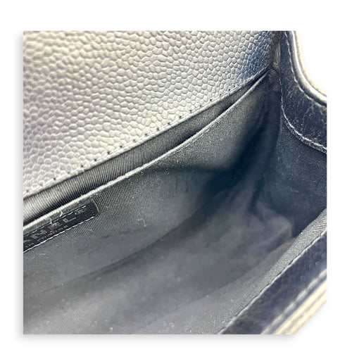 Boy Shoulder Bag Medium Black in Caviar Leather, Silver hardware